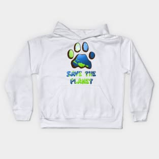 Save The Planet Animal Paw Earth Day Kids Hoodie